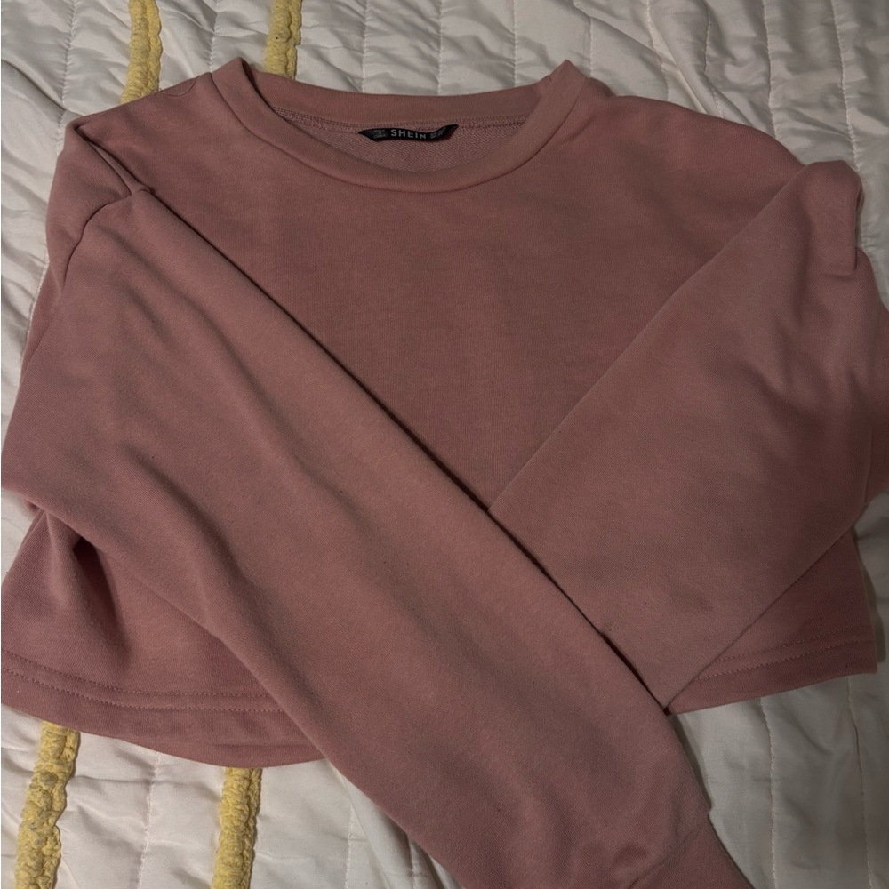SHEIN Mauve Cropped Crewneck Sweatshirt